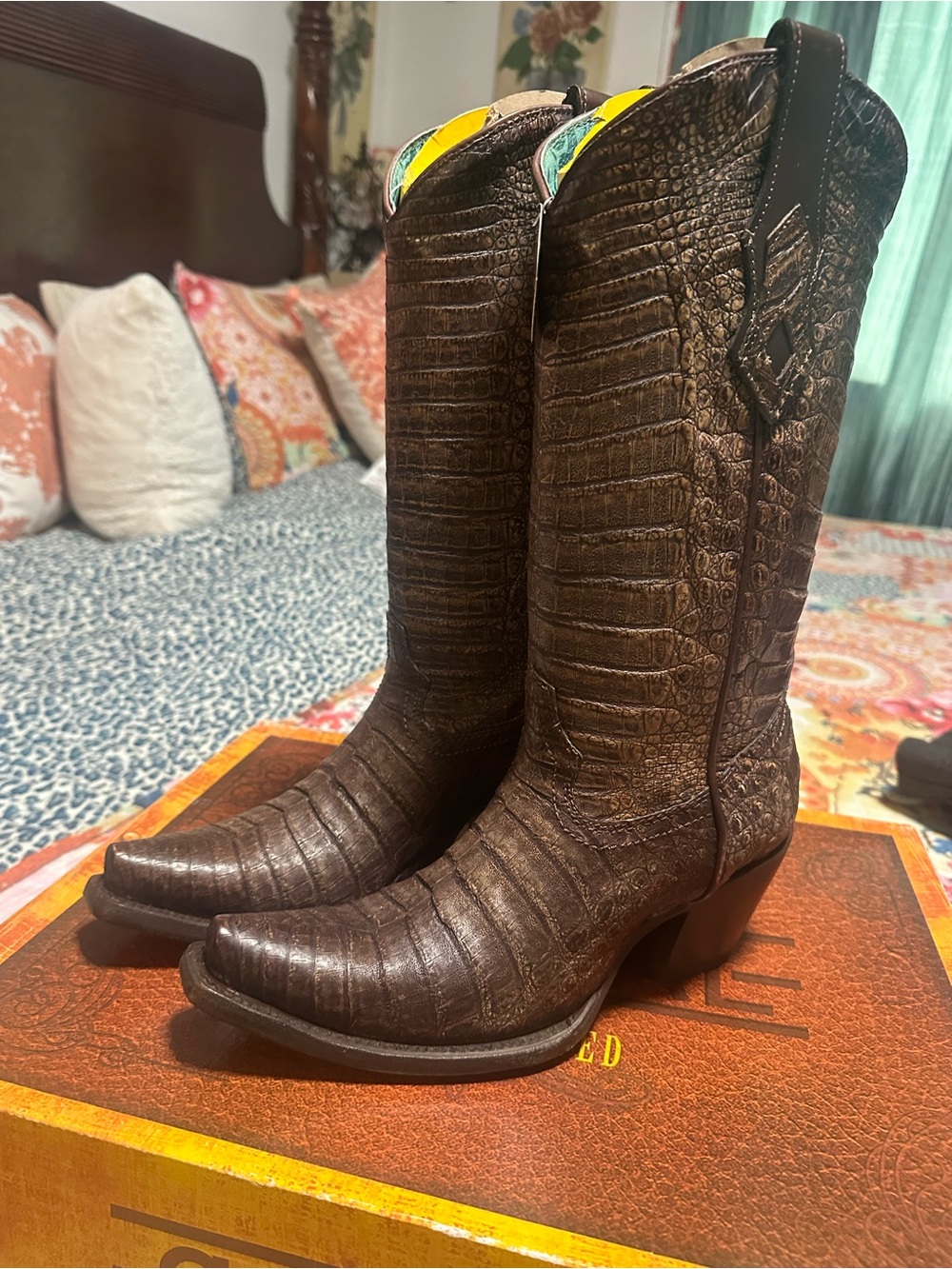 Corral Limited edition Brown full caiman lHandcrafted women boots - Picture 3 of 9